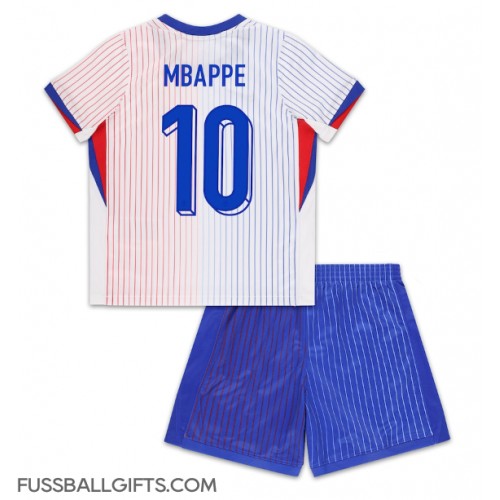 Frankreich Kylian Mbappe #10 Fußballbekleidung Auswärtstrikot Kinder EM 2024 Kurzarm (+ kurze hosen)